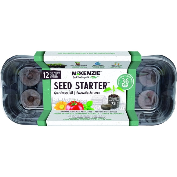 McKenzie with Jiffy Windowsill Seed Starter Greenhouse Kit, 12 Peat Pellet