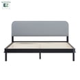 thumbnail image 3 of Walker Edison Contemporary Wood King Bed with Curved Upholstered Headboard - Black/Grey, 3 of 14