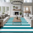 thumbnail image 4 of Teal Striped Large Area Rugs for Bedroom Living Room, Soft Non Slip Carpet Bedside Rug, Simple Art Vertical Stripe Farmhouse Rectangular Floor Cover Kitchen Accent Rug 5'x8' for Dining Room/Office, 4 of 9