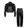 thumbnail image 3 of Zaldita Kids Girls 2 Piece Holographic Street Jazz Hip Hop Modern Dance Outfit Flap Pocket Zip Up Jacket with Pants Set Black 8, 3 of 7