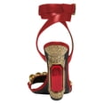 thumbnail image 3 of FSJ Women Classic Crystal Chunky High Heel Chain Sandals Open Toe Ankle Strap Single Band Dress Shoes Size 11 Red, 3 of 4