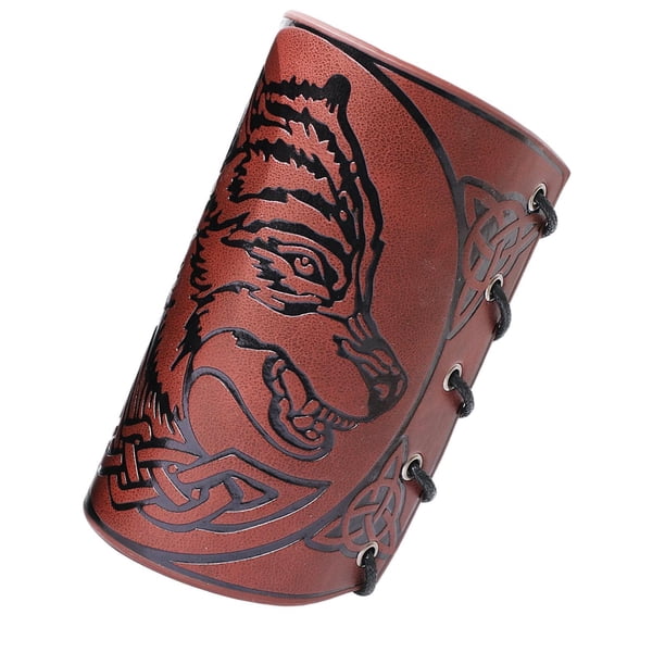 Sonducket Viking Bracers Arm Cuff Wolf Muñequera Muñequera para Cosplay Mujeres Ropa, zapatos y accesorios Miscelánea Marrón