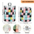 thumbnail image 5 of Yayeee 4 Pack Qtip Holder Bathroom Cotton Swab Canister with Lid Clear Dispenser Set, Gray Checkered Pattern, 5 of 6