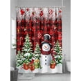 thumbnail image 5 of Christmas Long Shower Curtain Set, Waterproof Shower Curtains for Bathroom, Winter Snowman Xmas Trees Balls Red Black Plaid Washable Fabric Cloth Bath Curtain for Bathtub with Hooks 72x84 Inches, 5 of 6