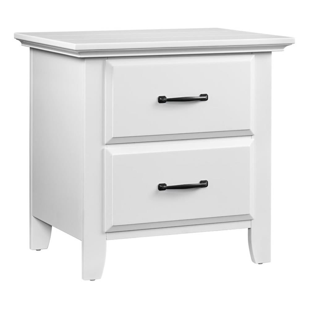 Pemberly Row Set of 2 Wood 4-in-1 Convertible Crib & Nightstand in White