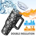 thumbnail image 5 of Black Christmas Snowflake Pattern Tumbler with Handle and Lid,40oz Double Wall Vacuum Insulated Tumbler,Cups Gift for Women and Men, 5 of 7