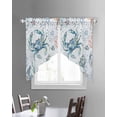 thumbnail image 3 of Ocean Crab Swag Valances for Windows, Summer Coastal Coral Flower Shells Rod Pocket Sheer Valances for Small Windows, Swag Toppers Light Filtering for Kitchen Living Room 2 Panels 28''x36'', 3 of 6