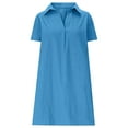 thumbnail image 4 of Mingw Womens Skirts DressShort Sleeve V Neck Shirt Dress Casual Ruffle Hem Vibrant Color Loose Mini Dresses XXL, 4 of 6