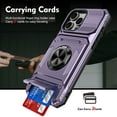 thumbnail image 6 of ELEHOLD for iPhone 13 Pro Rugged Hard Case with Metal Ring Holder Kickstand Work with Magnetic Car Mount Hidden Card Slot Pocket Shockproof Anti-Drop Armor Protective Cover,Violet, 6 of 7