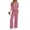 Dark Pink, variant on Fantaslook Lounge Sets for Women Casual 2 Piece Outfits Summer V Neck Short Sleeve Tops and Wide Leg Pants Pajamas Sets