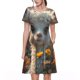 thumbnail image 1 of Easygdp Adorable Llama In Flowers para Vestido Transpirable de Mujer, Vestido Suelto de Manga Corta con Pliegues y Bolsillos para el Verano, 1 of 6