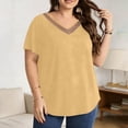 thumbnail image 2 of StSilkitty Summer Casual T-Shirts for Womens Plus Size Short Sleeve V Neck Shirts Solid Color Lightweight Soft Tops, 2 of 6