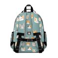 thumbnail image 3 of Multicolor Cat Head Teal Pattern Cute School Backpack Bag for School with Padded Back and Adjustable Shoulder Straps 15.25"x11.5"x5.25", 3 of 5