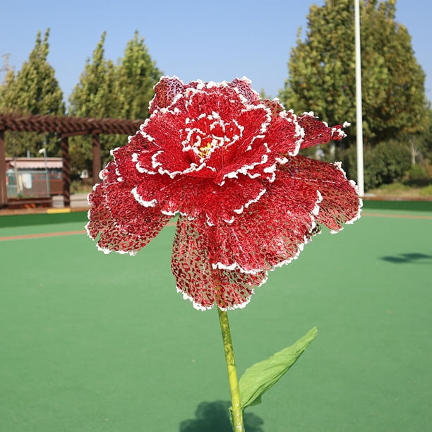 1 pieza de 60 cm de flor grande, flor de peonía, camino de boda, diseño de evento al aire libre, escaparate, accesorios de tiro, pétalos de malla de lámina dorada