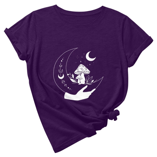 Camiseta de manga corta con cuello redondo y estampado de jersey suelto de verano para mujer Camiseta/camisa de manga corta con cuello redondo Pompotops hfajkhk141850