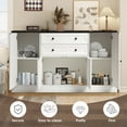 thumbnail image 4 of Magic Union 58" Farmhouse Sideboard Buffet Cabinet, Coffee Bar Cabinet with 2 Large Drawers & 4 Grooved Barn Doors, Wood Storage Cabinets for Dinning Room, Kitchen, Living Room, White, 4 of 8