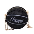 thumbnail image 3 of Basketball Shaped Bag with Removable Chain Novelty Satchel for Work Shopping Black, 3 of 9