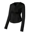 thumbnail image 3 of UVEASISHA Sun Protection Hoodie Shirt for Womens Lightweight Full Zip Running Track Jacket Slim Fit Stretch Athletic Yoga Shirt with Thumb Holes Black XL, 3 of 5