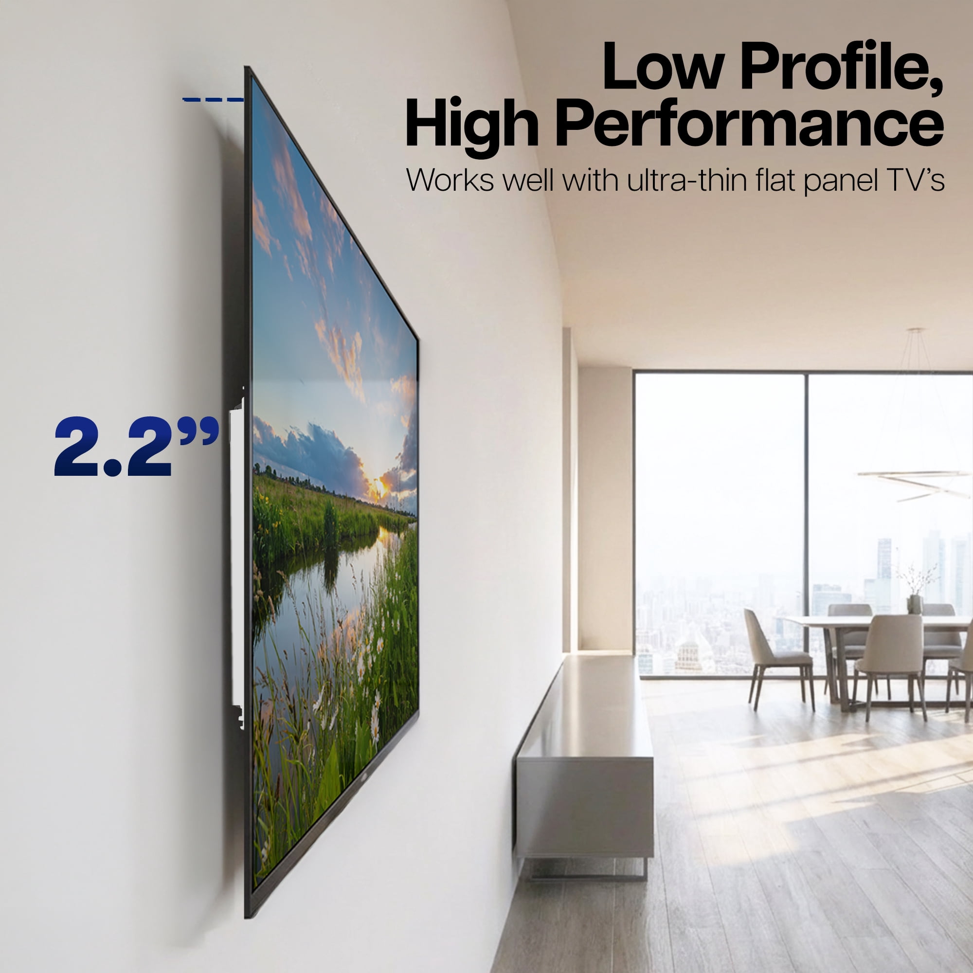 VIVO White Steel Low Profile Electric Adjustable Swing 32" to 75" TV Wall Mount