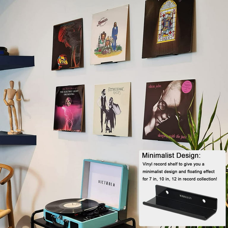 IEEK 6 PCS Vinyl Record Shelf Wall Mount,Clear Acrylic Album Record Holder  Display Shelf,Display Your Daily Listening in Style