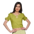 thumbnail image 3 of Moomaya Printed Rayon Cold Shoulder Crop Top And Skirt Ethnic Set For Women, 3 of 6