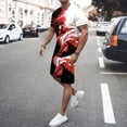 thumbnail image 1 of Men's Suit Category - All-Over Print Short Sleeve Tee and Quarter Pants Two-Piece Set for Men, 1 of 4