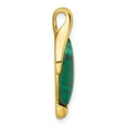 thumbnail image 2 of Sterling Silver Gold-Tone Polished Fancy Marquise Malachite Cabochon Chain Slide Pendant, 2 of 4
