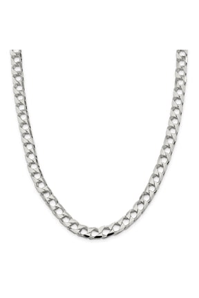Sterling Silver 8.6mm Polished Open Curb Chain (Weight: 80.74 Grams, Length: 26 Inches)