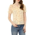 thumbnail image 1 of Allegra K Women's Elegant V Neck Button Front Floral Casual Shirt, 1 of 6