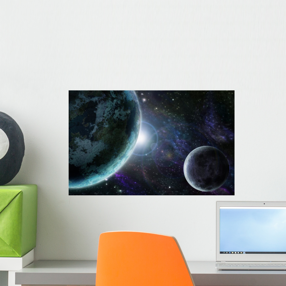 Blue Planet Earth Outer Wall Mural by Wallmonkeys Peel and Stick ...