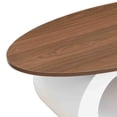 thumbnail image 7 of GZXS Living Room Table Set of 2 - 47" Oval MDF Top Coffee Table & C-Style Round Side Table, with Metal Base and Anti-Slip Adjustable Feet, Easy Assembly (Brown&White), 7 of 7