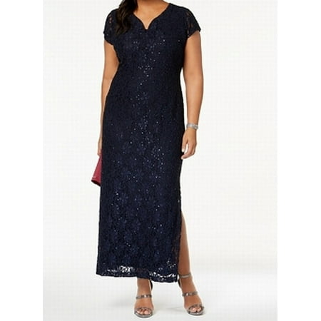 connected plus size sequined lace gown