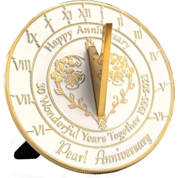 30th Pearl Wedding Anniversary 2025 Sundial Gift 10"