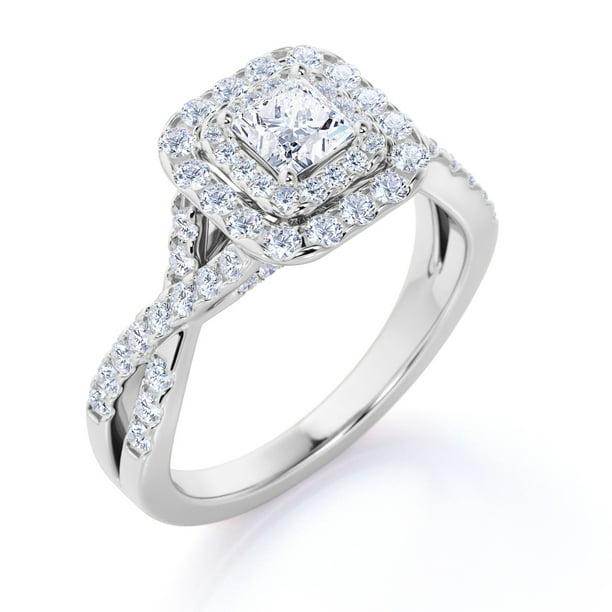 JeenMata - 1.25 Carat Princess Cut Moissanite Engagement Ring - Bridal ...