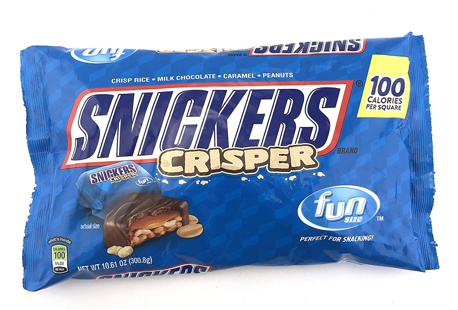 Snickers Crisper Chocolate Candy Bars, Fun Size 10.61 Ounce Bag (Pack