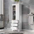 thumbnail image 3 of 70" Tall Storage Cabinet, Modern Multi-Function Large Closet Storage Cabinet with 2 Doors and 3 Drawers, Wood Wardrobe Armoire Closet for Bathroom, Office, Bedroom, Living Room, White, 3 of 9