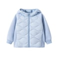 thumbnail image 3 of Luvrsol Girls Quilted Hooded Jacket, Zip‑Up Mixed Fabric Warm Casual Outerwear for Kids 110-170, 3 of 5
