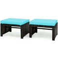 thumbnail image 2 of Costway 2PCS Patio Rattan Ottoman Cushioned Seat Foot Rest Furniture Turquoise, 2 of 12