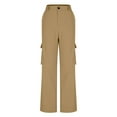 thumbnail image 5 of UAMVSH Women High Waist Cargo Pants Plus Size Streetwear Casual Work Dress Trousers with Pockets Soft Outdoor Wide Leg Athletic Pants(X-Large,Khaki 1), 5 of 7