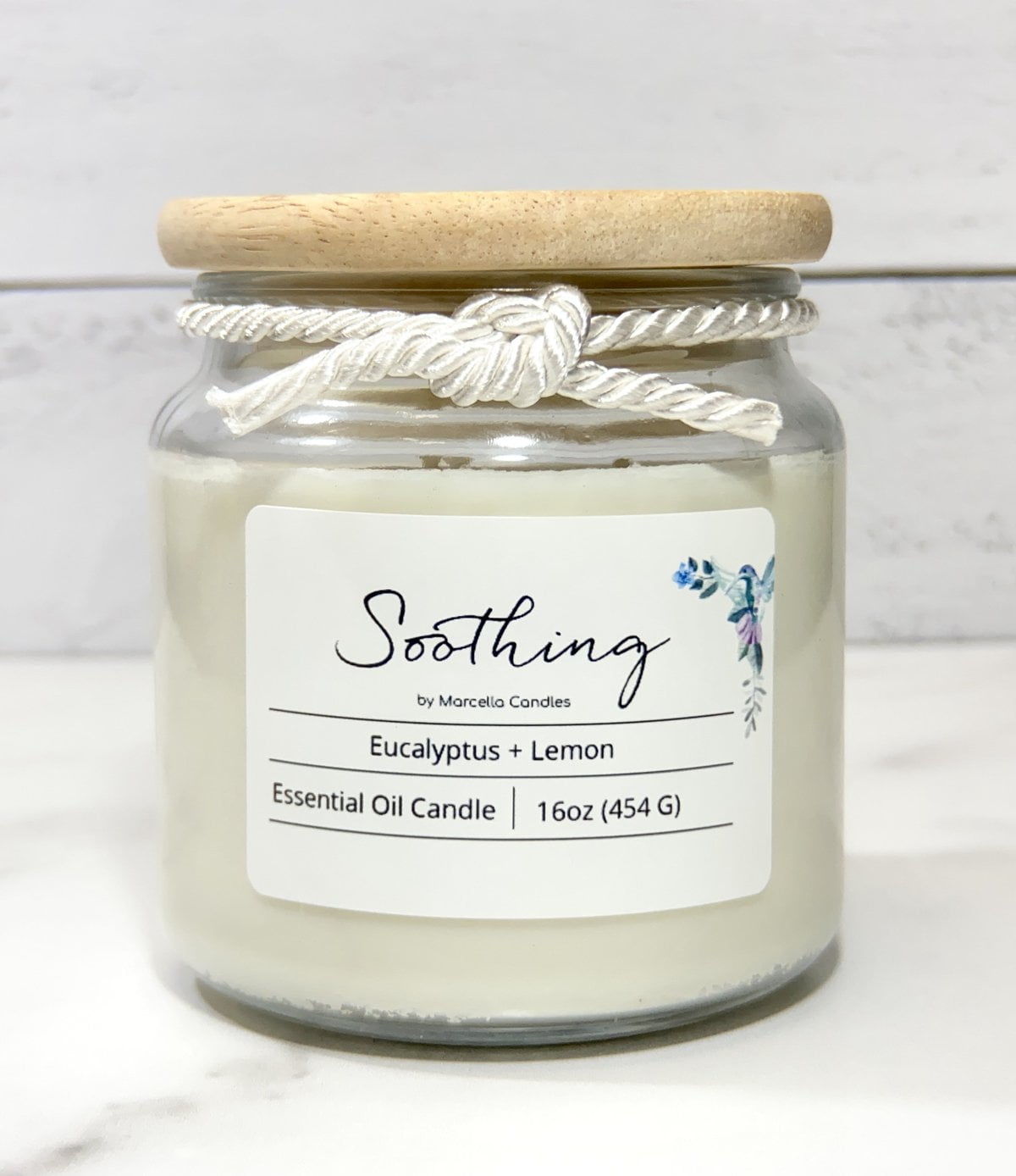 Marcella Candles Eucalyptus Candle, 16oz Eucalyptus and Lemon Soothing