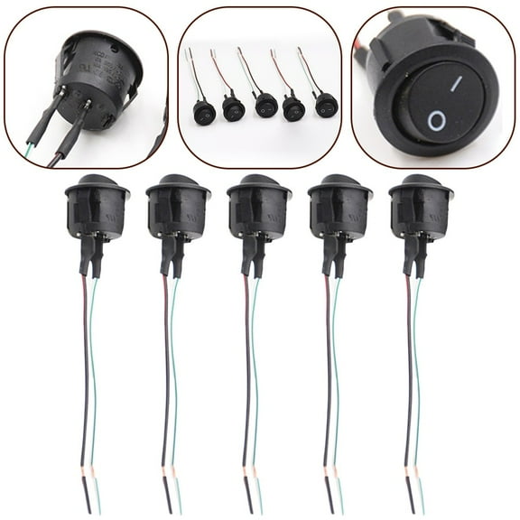 5PCS Mini 12V DC Round Rocker Switches for Automotive and Household Use
