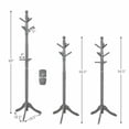 thumbnail image 2 of Gymax Wooden Coat Rack Hanger Hall Tree Entryway w/ 9 Hooks 2 Heights Grey, 2 of 5