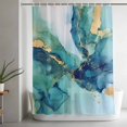 thumbnail image 5 of Ombre Turquoise Marble Shower Curtain Set, Waterproof Shower Curtains for Bathroom, Modern Minimalist Art Gradient Washable Fabric Cloth Bath Curtain for Bathtub Decoration with Hooks 54x78 Inches, 5 of 9