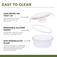 thumbnail image 3 of SOPL-OLIVEWARE Grace Glassware Round Lunchbox, Napkin & Steel Spoon, Borosilicate Glass & Microwave Proof, Set of 3 (400ml) - Grey, 3 of 5