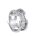 thumbnail image 4 of Men's Women's Roman Number Clear CZ Ring 925 Sterling Silver Band White Jewelry Female Size 9, 4 of 4