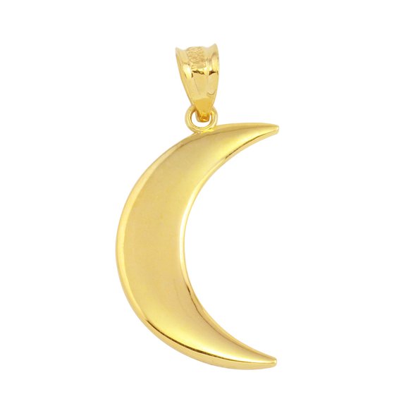 Solid Gold Crescent Moon (10K Yellow Gold, Pendant)