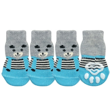 Didog 4x Anti Slip Puppy Dog Socks Boots Knitted Warm Indoor Cotton Shoes for Pets XXS