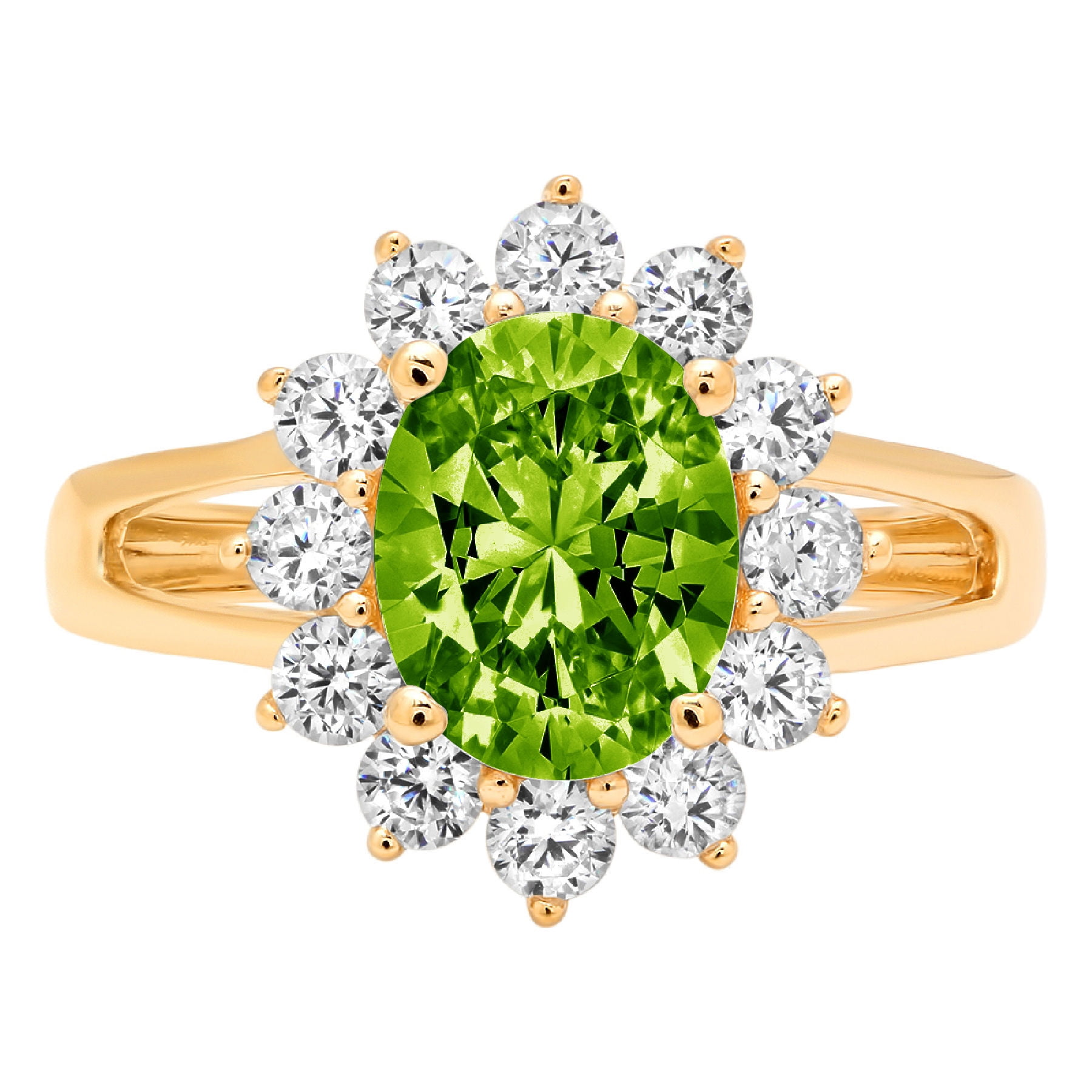 2.36 Ct Oval & Round Peridot & Green Diamond Accent Sterling Silver Men's Ring 