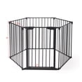 thumbnail image 3 of Jaxpety Fireplace Fence Safety Fence 6 Panel Hearth Gate Pet Gate Guard Metal Plastic Screen, Black, 3 of 10