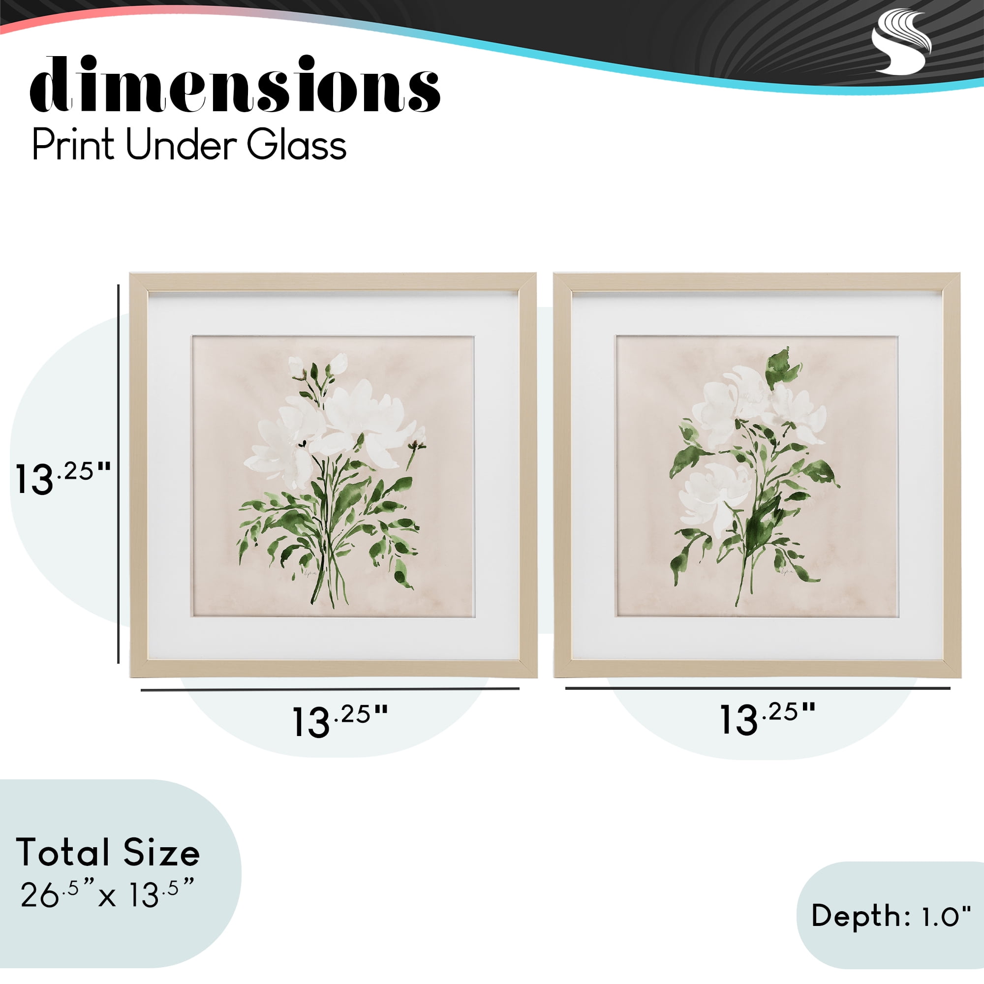 Stupell Industries White On Tan Botanicals 2 Piece Birch Framed Print Under Glass Set, design by Lucille Price